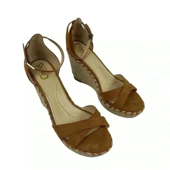 Circus by Sam Edelman Espadrille Sandals Brown Criss-Cross Ankle Size 8.5 - Picture 7 of 14